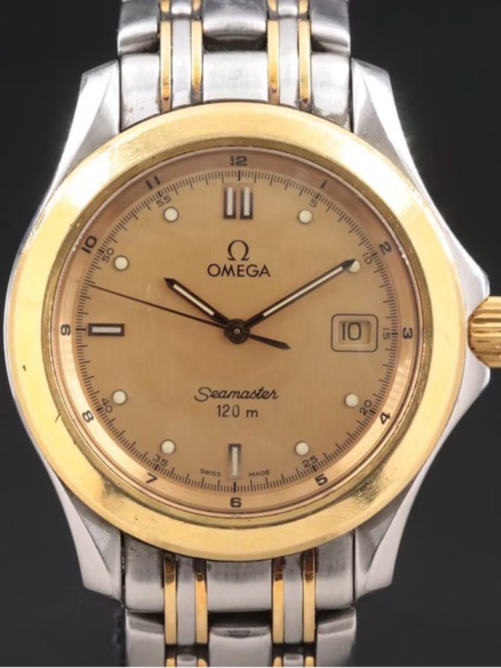 Omega Two-Tone Gold and Silver Seamaster Watch with Champagne Dial